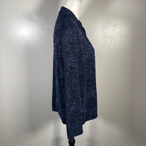 Jump Apparel Blue Silver Collar Neck Open Front Long Sleeve Jacket XL - Picture 9 of 11